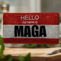 TRUMP and MAGA (Make America Great Again) Campaign Support Crystal Clutch