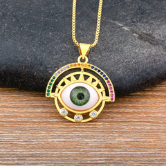 Evil Eye Semicircle Pendant Choker Necklace