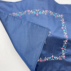 Raw Silk Challah Cover - Embroidered Shabbat Bread Cover with Pomegranates & Floral Pattern