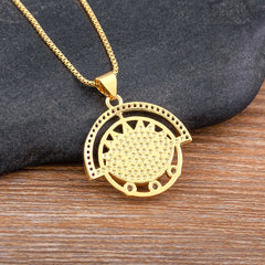 Evil Eye Semicircle Pendant Choker Necklace