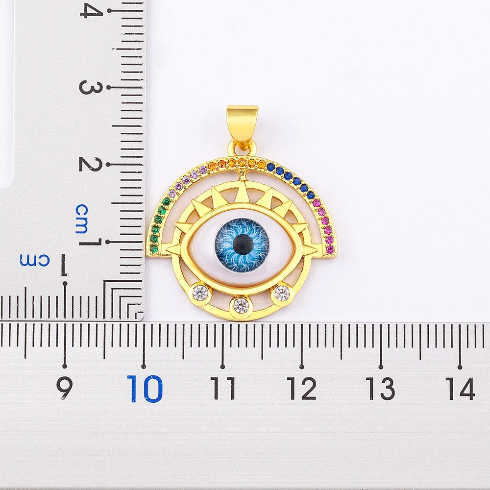 Evil Eye Semicircle Pendant Choker Necklace