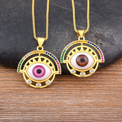 Evil Eye Semicircle Pendant Choker Necklace