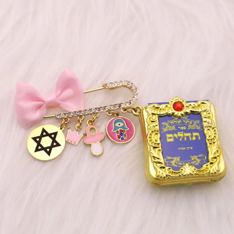 Psalm Book Baby Pin Brooch - Hebrew Jewish Naming Ceremony Gift