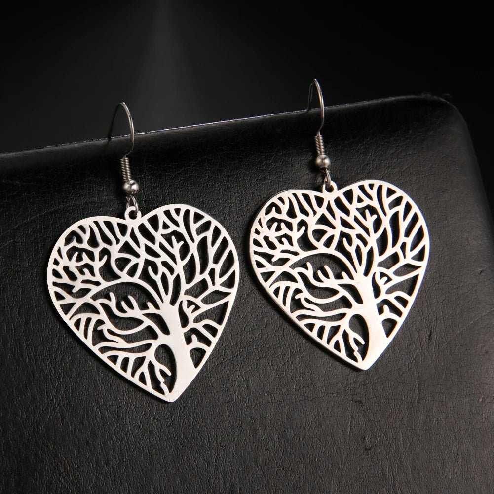 Heart Shaped Tree of Life Earrings