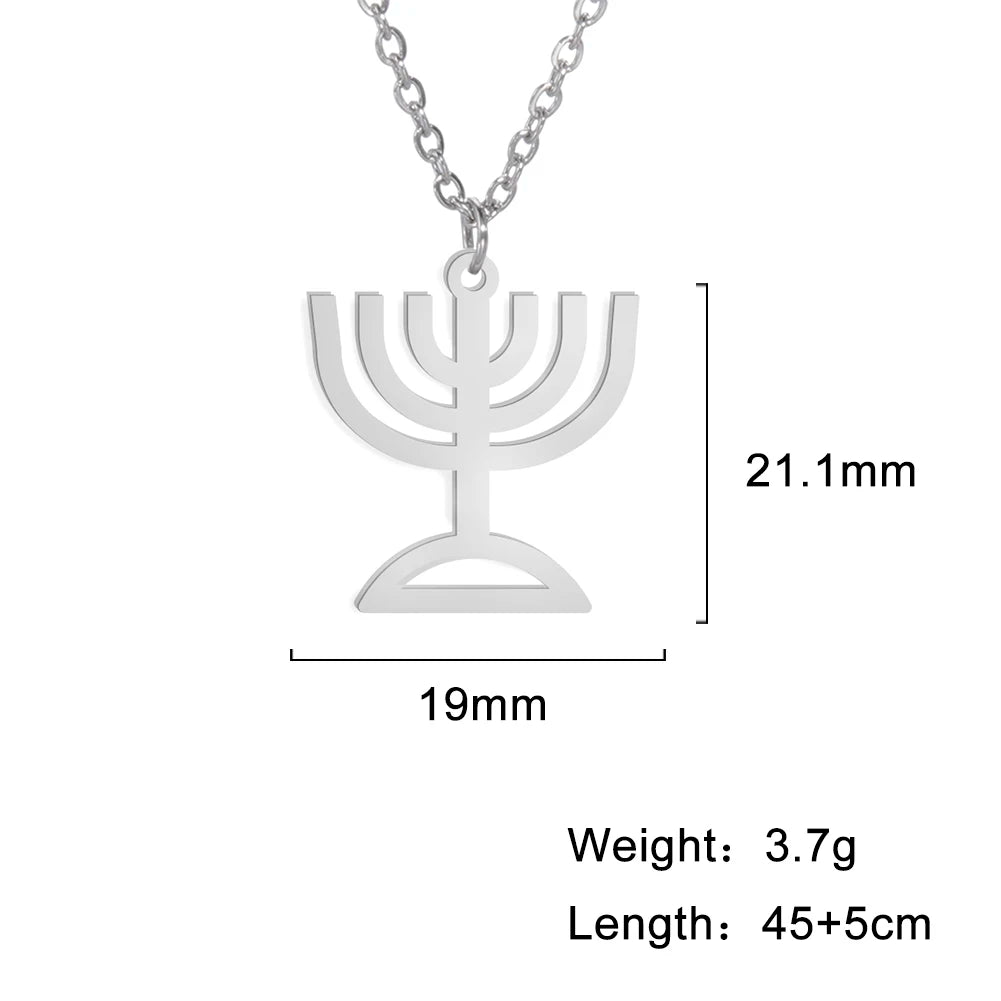 Menorah Candle Holder Pendant Necklace