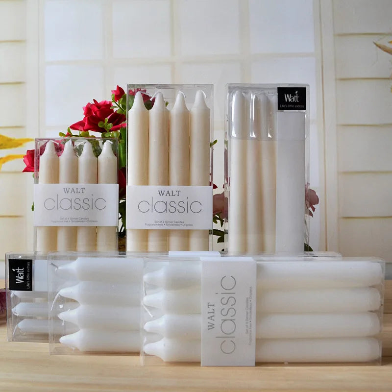 Elegant 10-Inch Smokeless White Candles for Shabbat and Chanukah