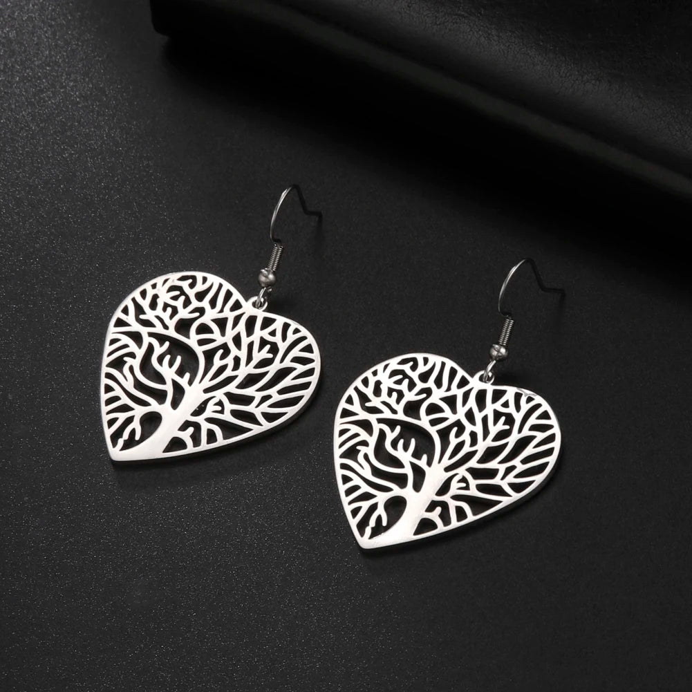 Heart Shaped Tree of Life Earrings