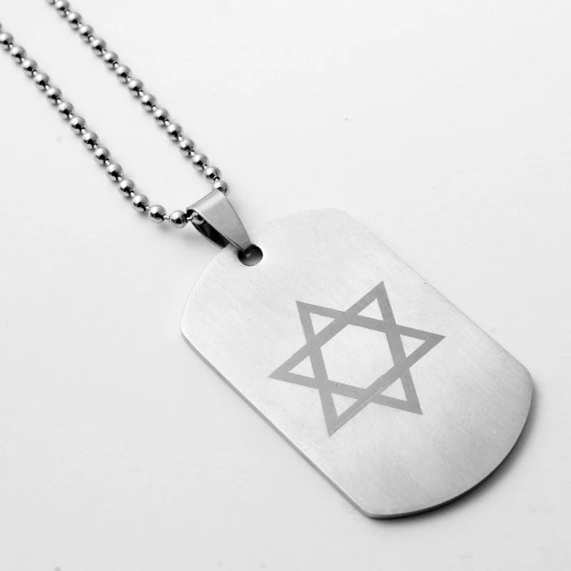 Stainless Steel Square Star of David Pendant Necklace