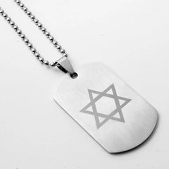 Stainless Steel Square Star of David Pendant Necklace