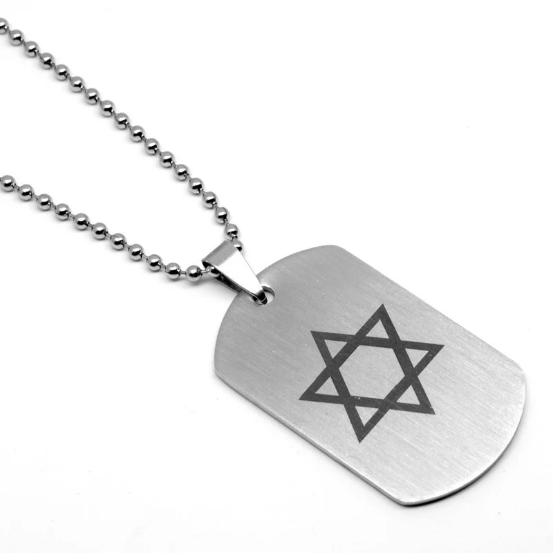 Stainless Steel Square Star of David Pendant Necklace