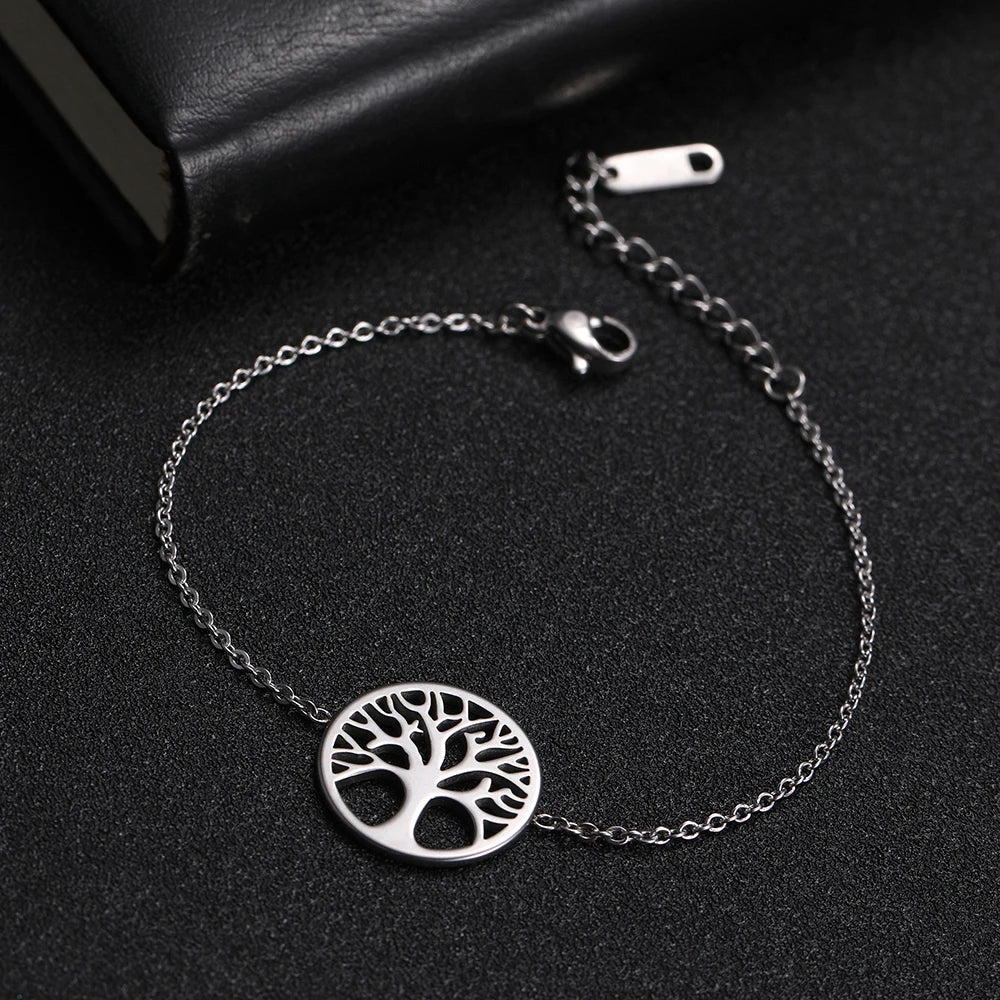 Tree of Life Stainless Steel Charm Bracelet