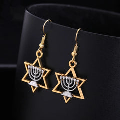 Hanukkah Star of David Menorah Earrings