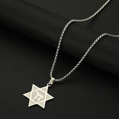 Star of David & Chai Pendant Necklace - Stainless Steel Kabbalah Jewelry