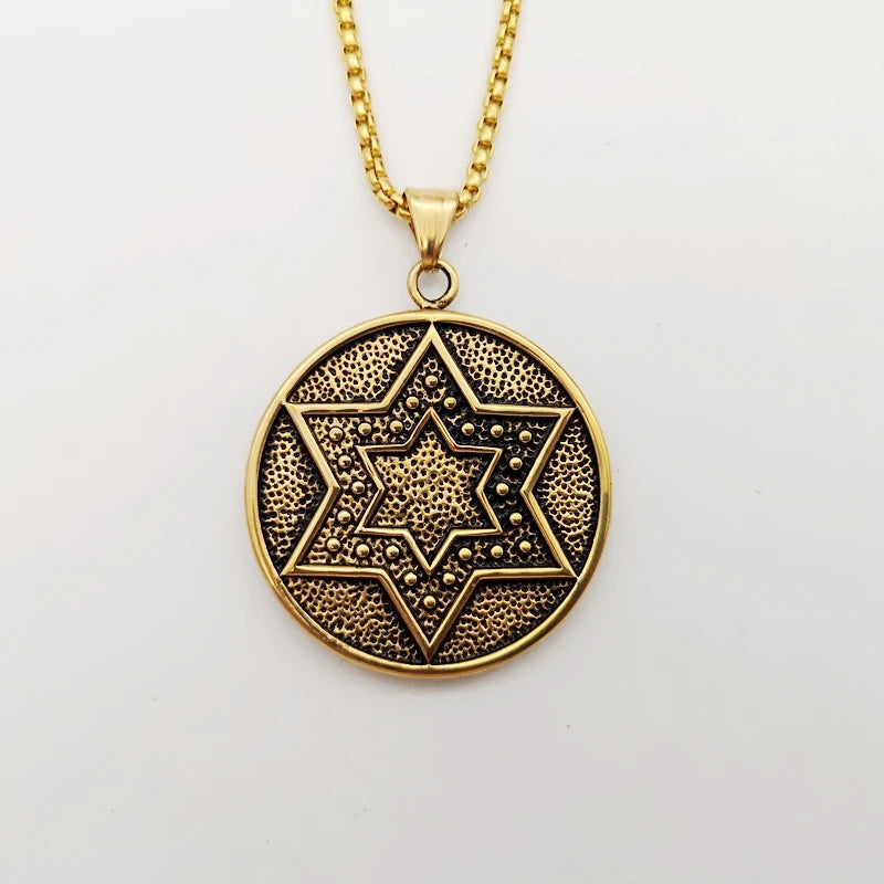 Titanium Jewish Magen David 6 Points Star Necklace