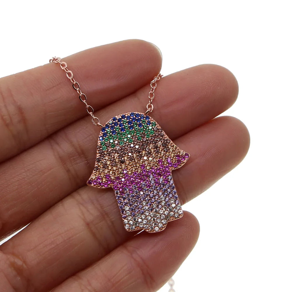 Hamsa Rose Gold Pendant Necklace