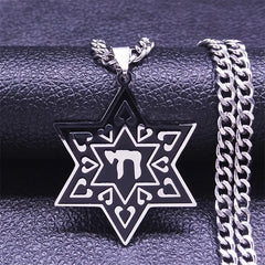 Magen David Star Jewish Chai Necklace