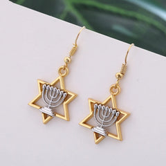 Hanukkah Star of David Menorah Earrings