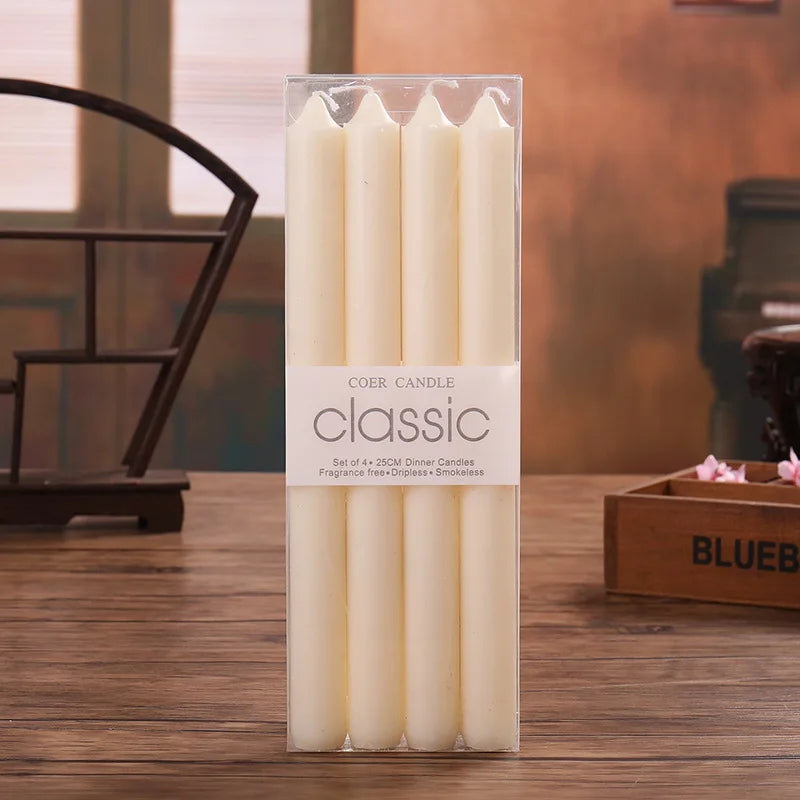 Elegant 10-Inch Smokeless White Candles for Shabbat and Chanukah