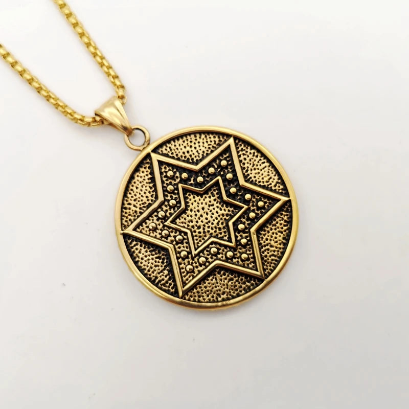 Titanium Jewish Magen David 6 Points Star Necklace