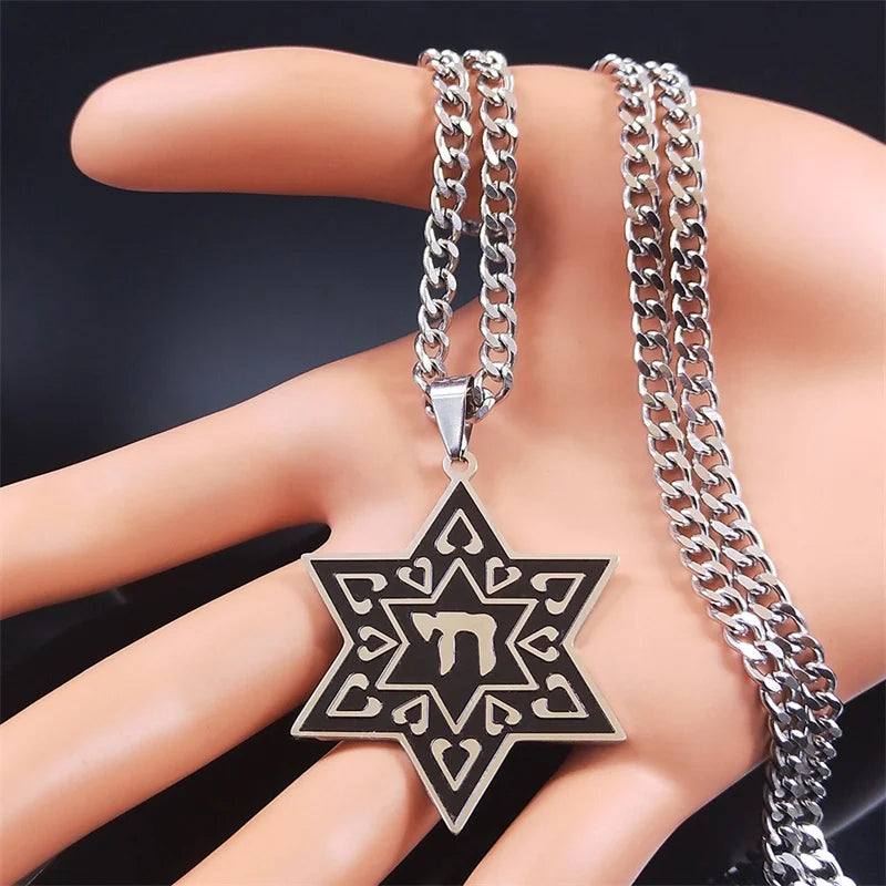 Magen David Star Jewish Chai Necklace