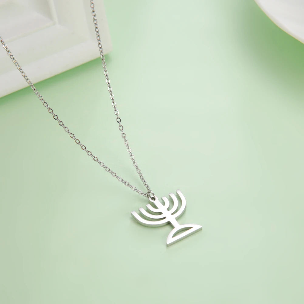 Menorah Candle Holder Pendant Necklace