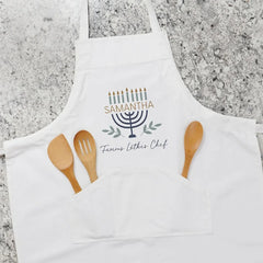 Personalized Custom Menorah Cooking Apron - White