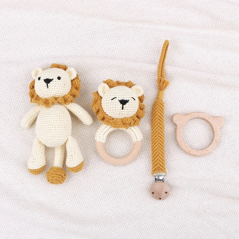 Baby Pacifier Clip Crochet Lion