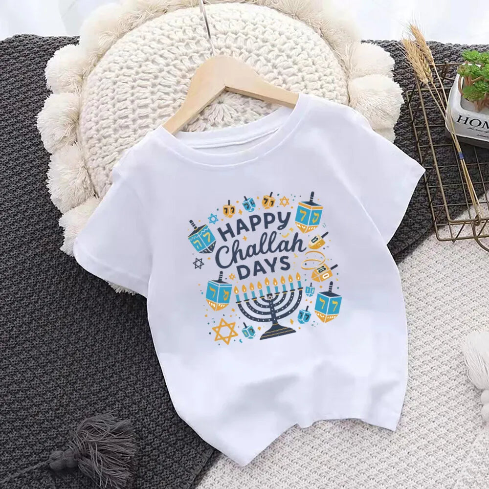 Happy Hanukkah Print Kids Shirt - Chanukah Child Outfit Tops