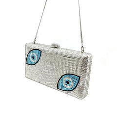 Evil Eye Design Crystal Clutch