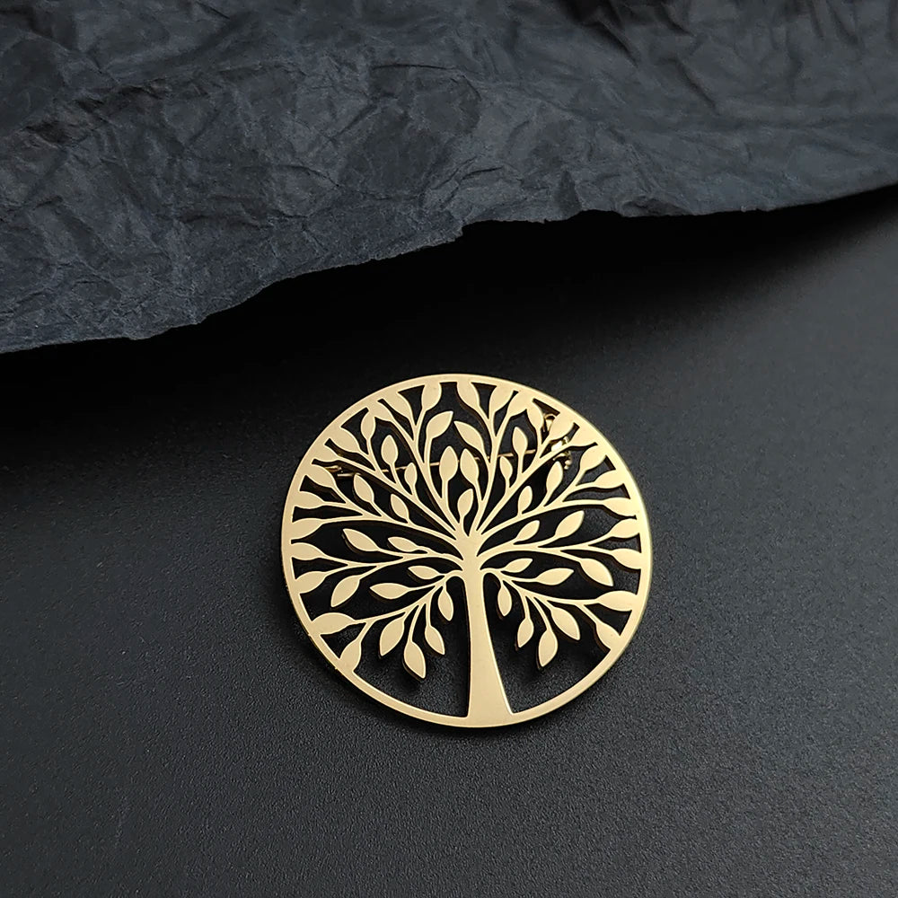 Vintage World Tree Brooch - Stainless Steel Tree of Life