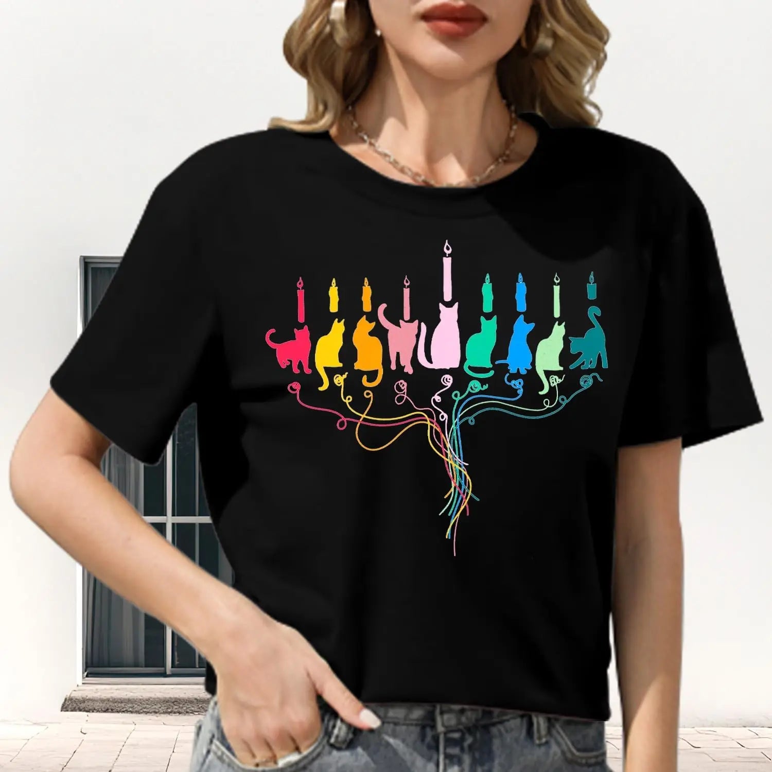 Hanukkah Cat Menorah Shirt