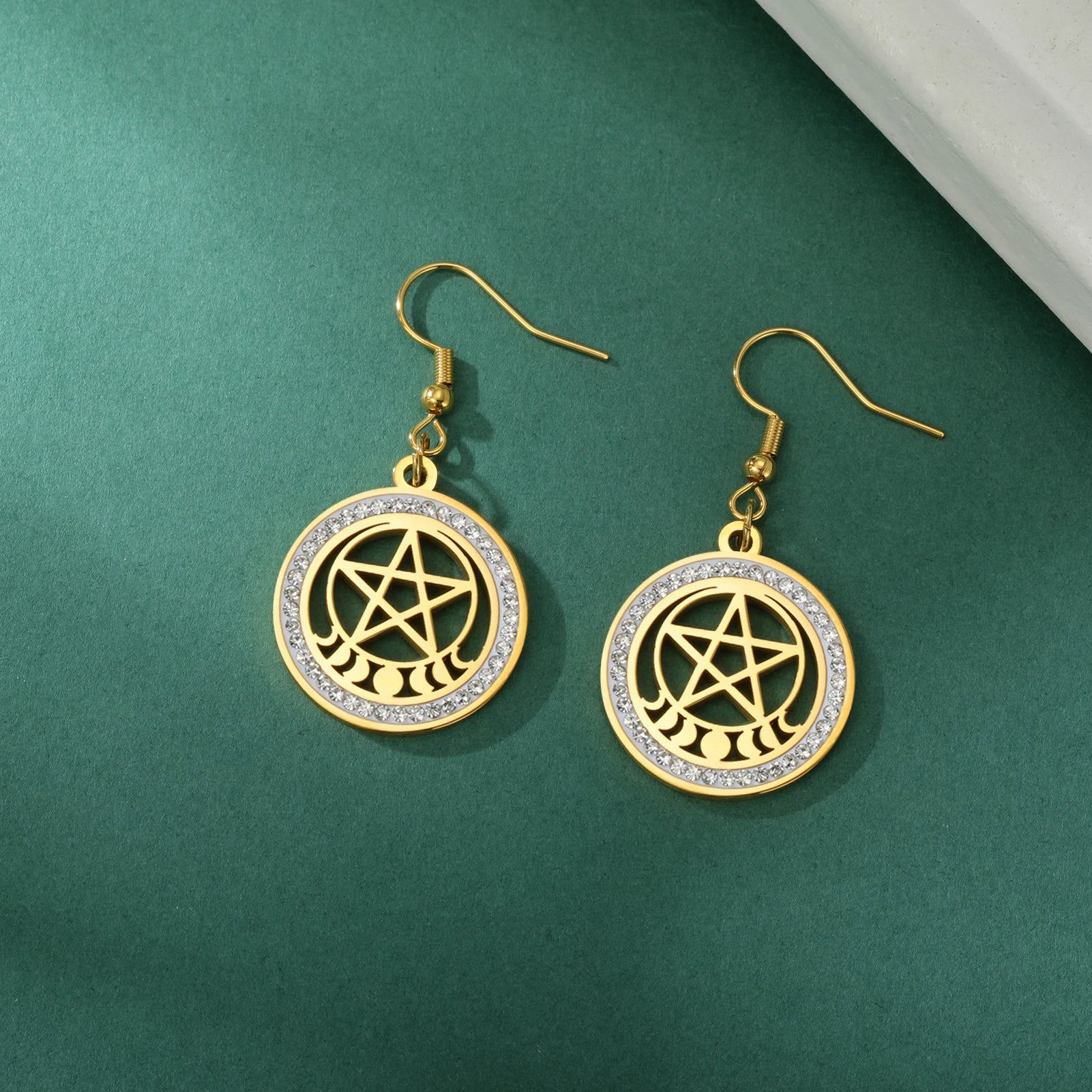 Zircon Star of David Dangle Earrings for Women - Gold Color Stainless Steel Hexagram, Jewish Israel Jewelry