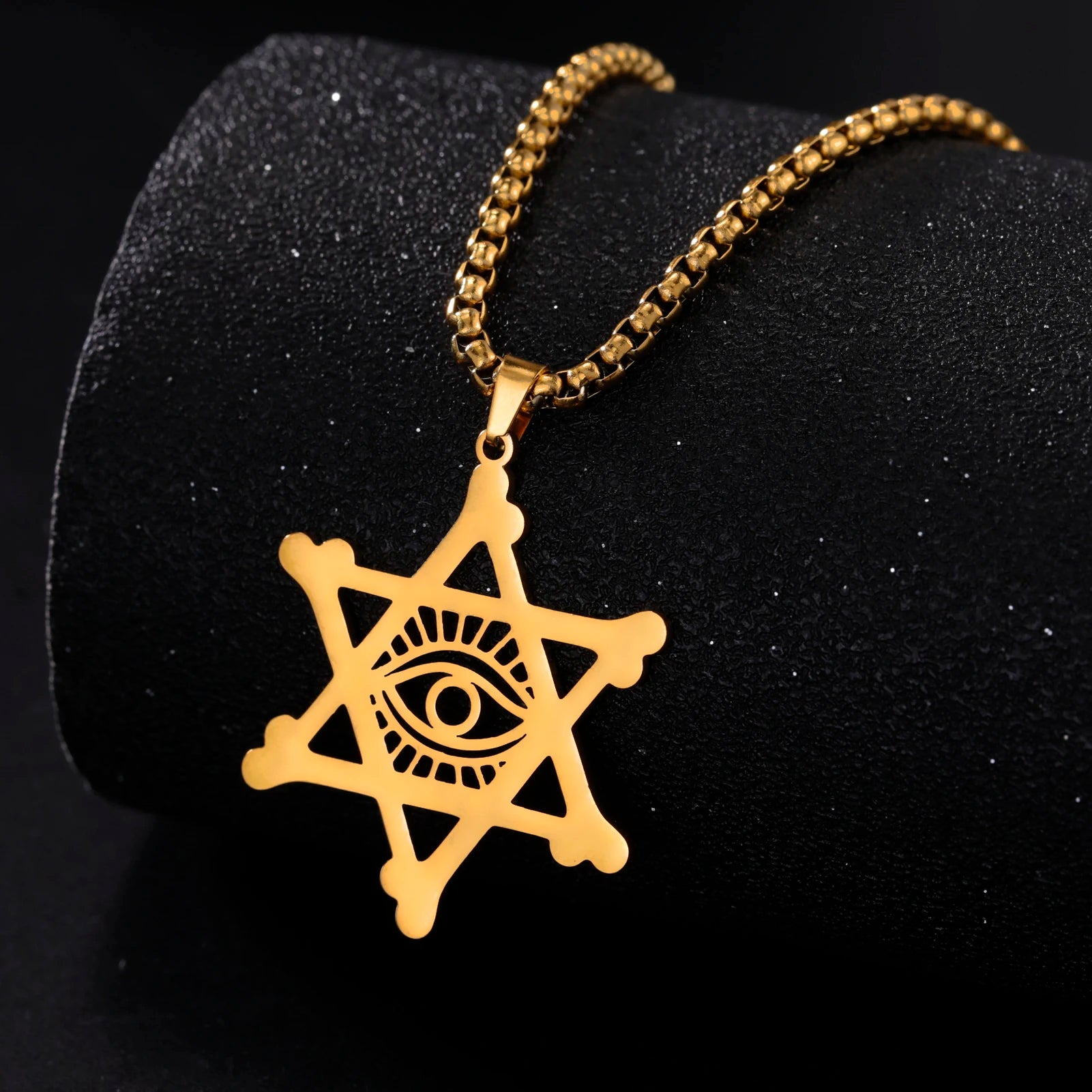 Stainless Steel Vintage Star of David Necklace