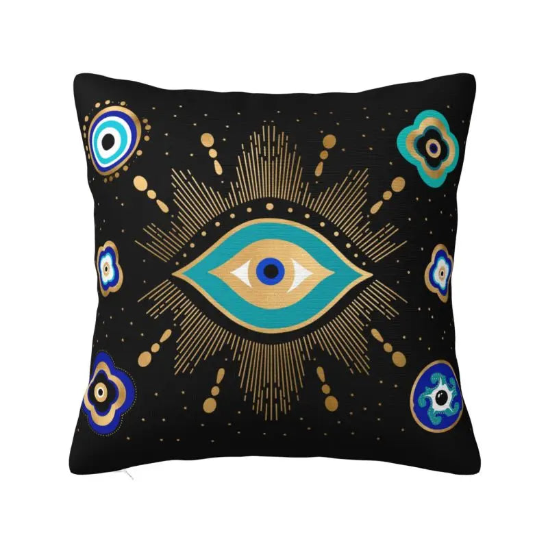 Fatima Hamsa Hand Cushion Covers - Evil Eye Velvet Pillow Case