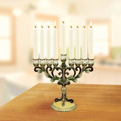 Sturdy Base 9-Branch Candle Holder Hanukkah Menorah