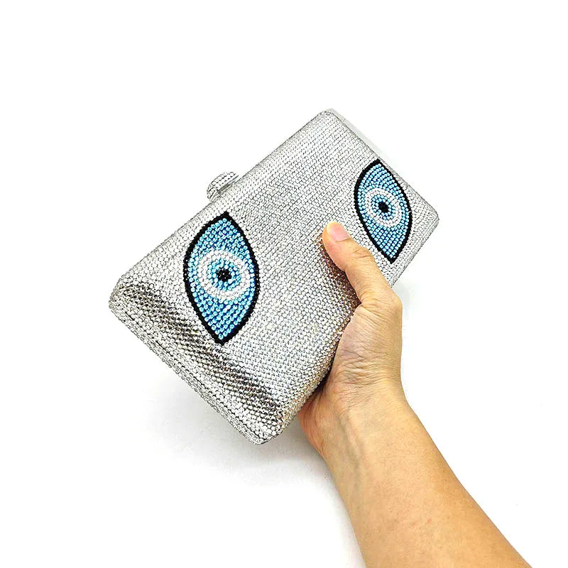 Evil Eye Design Crystal Clutch