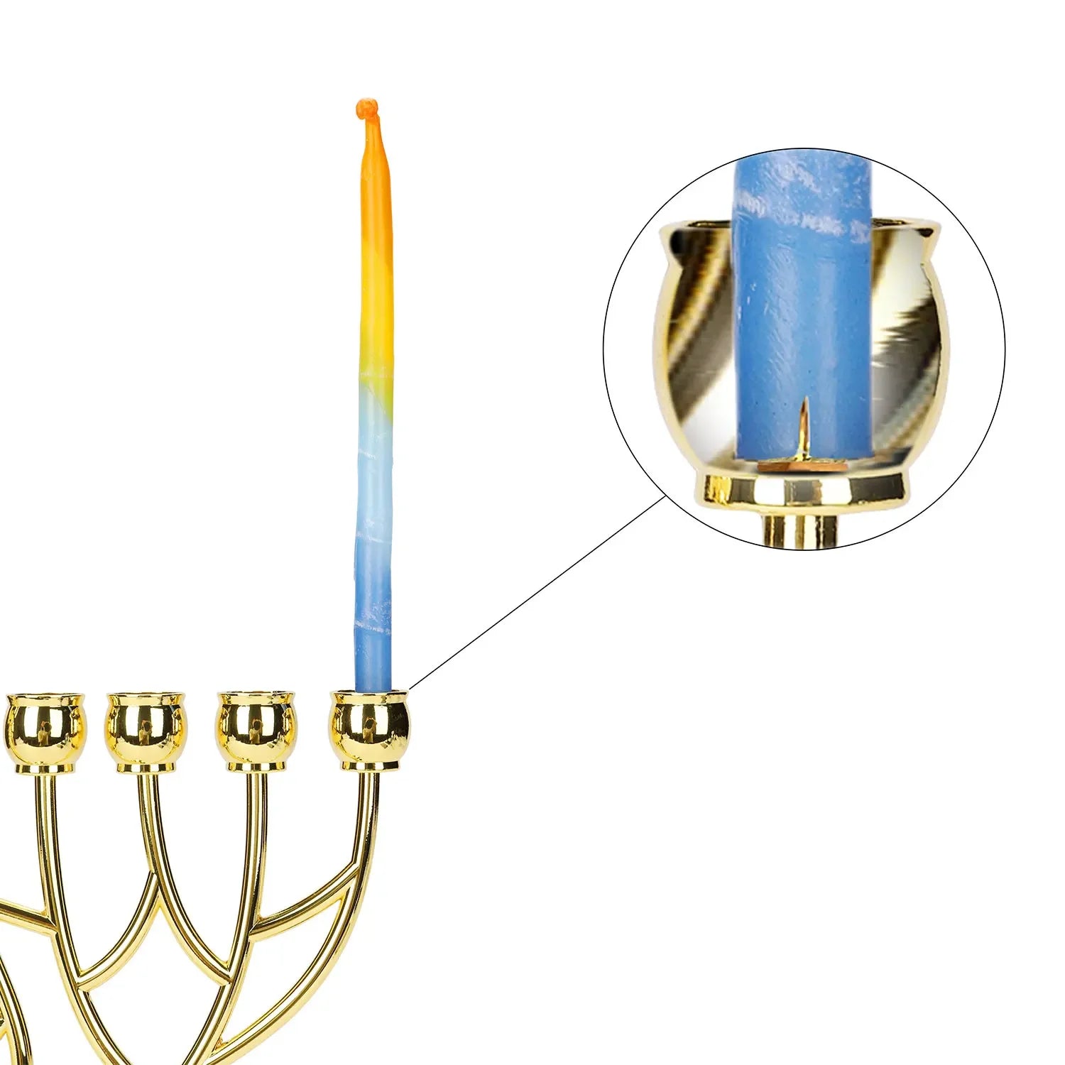 9-Branch Hanukkah Menorah - 24.5cm Jewish Chanukah Candlestick Holder