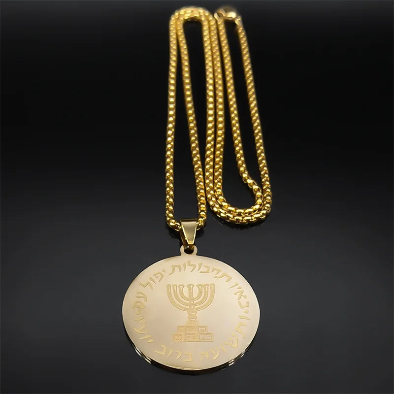 Hebrew Hanukkah Menorah Candles Necklace