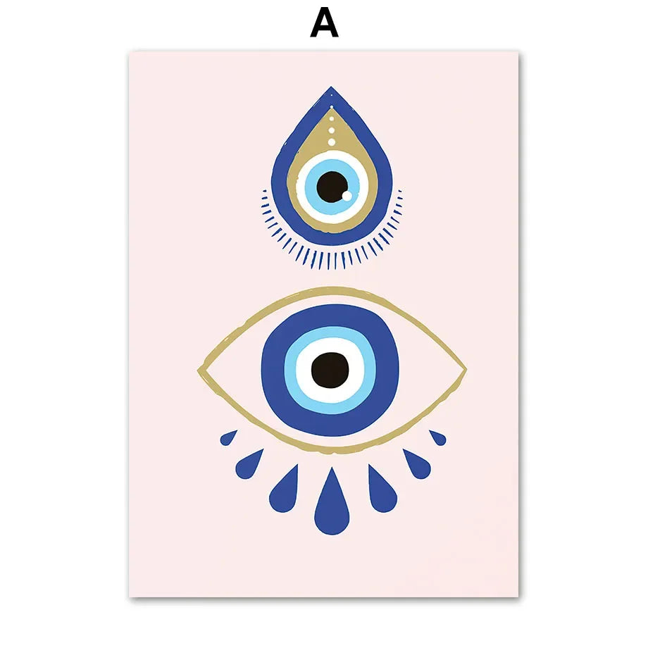 Abstract Evil Eye Hamsa Minimalist Wall Art