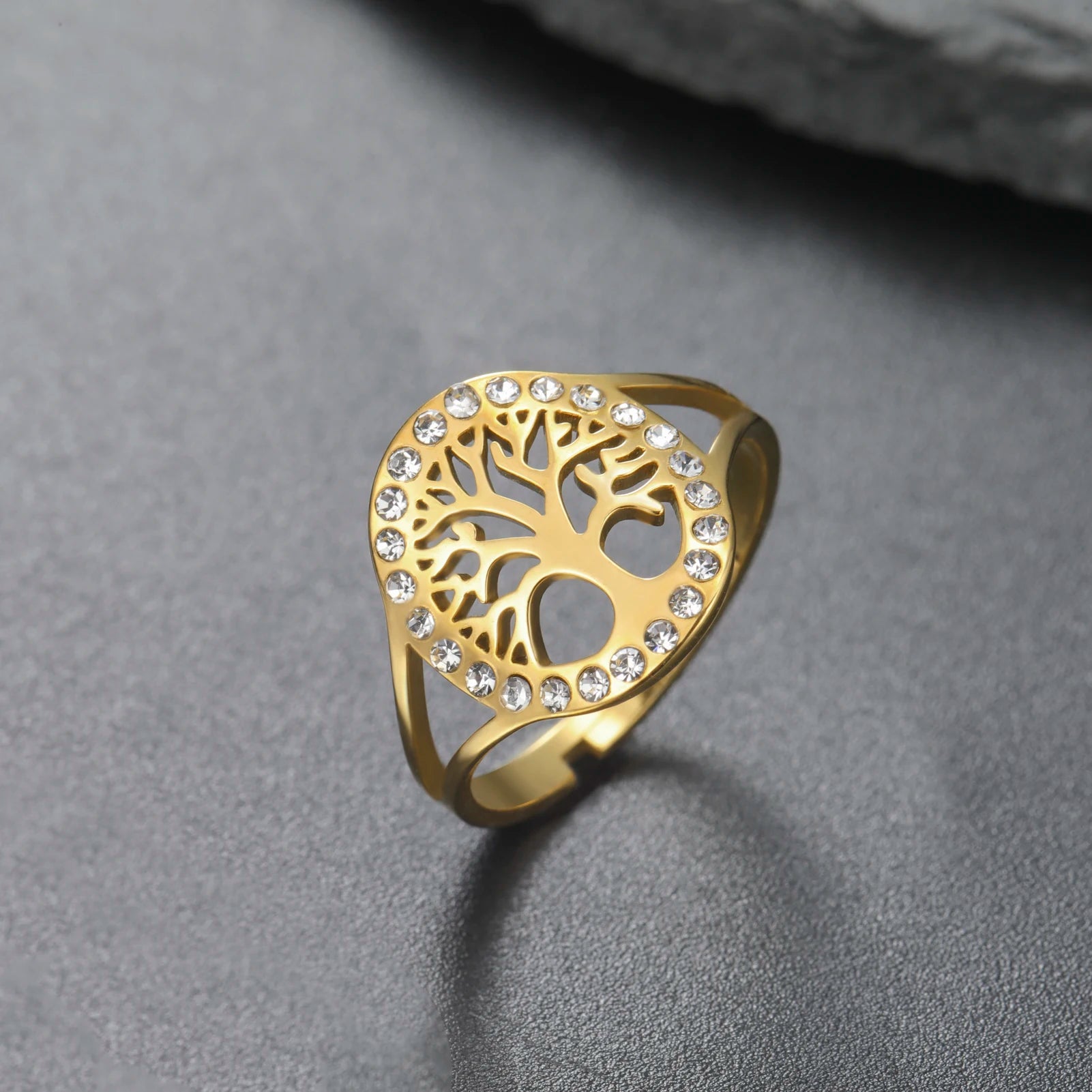 Transparent Haoshi Tree of Life Open Ring