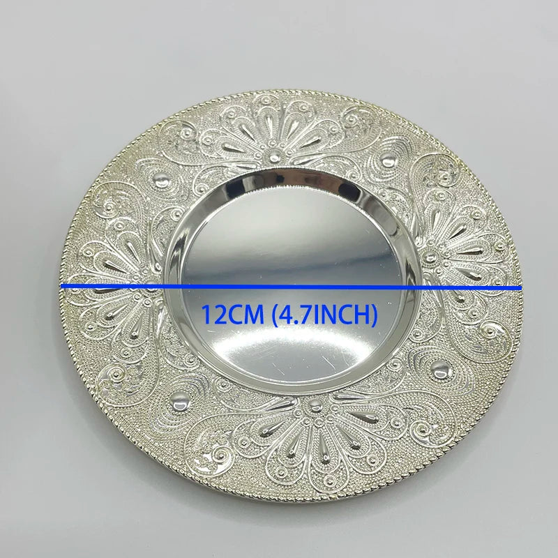 Silver Plated Judaica Kiddush Cup with Flower Design Base & Matching Tray