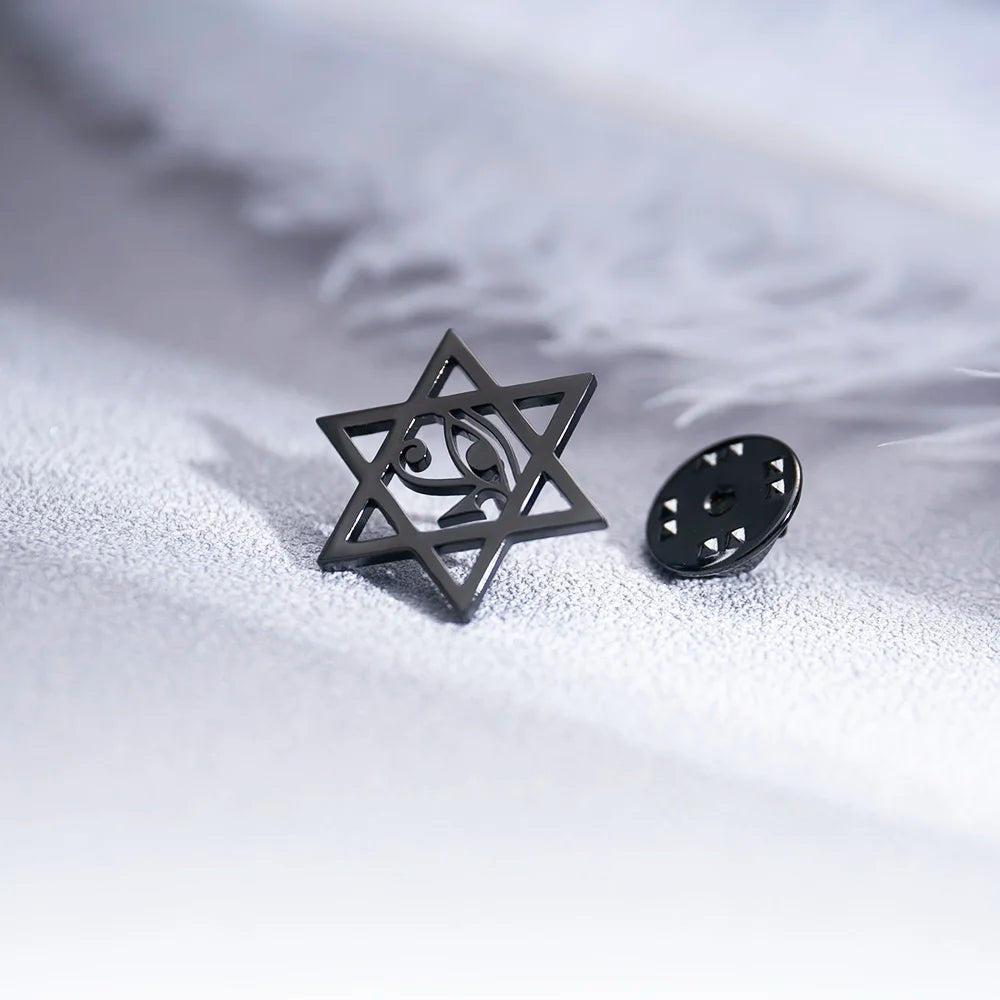 Jewish Star of David Brooches - Stainless Steel Eye of Ra Amulet Pins