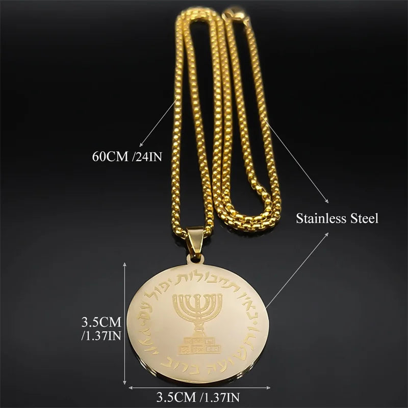 Hebrew Hanukkah Menorah Candles Necklace