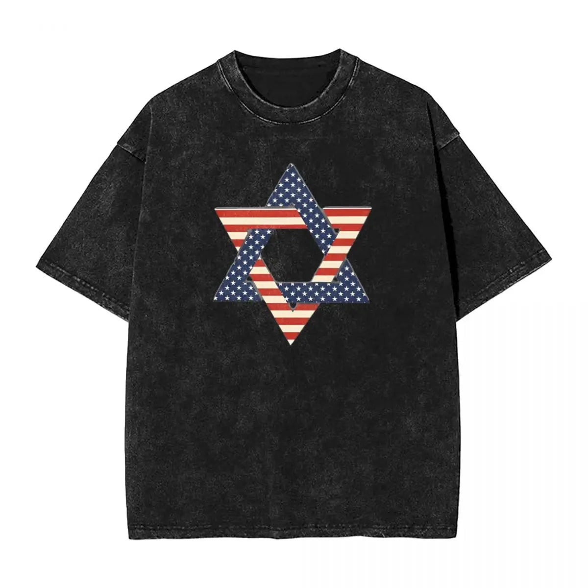 Star Of David American Flag Vintage Washed T-Shirt