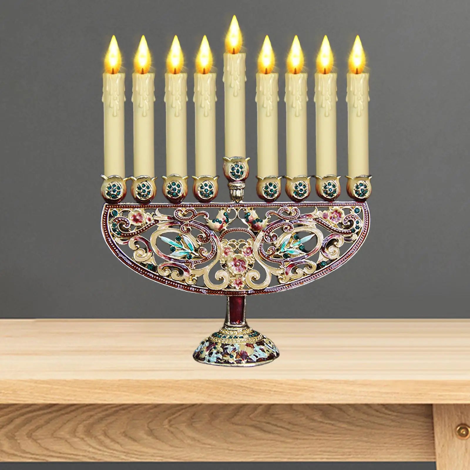 Enamel 9 Branch Hanukkah Menorah