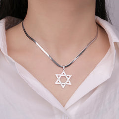 Geometric Star of David Pendant Necklace