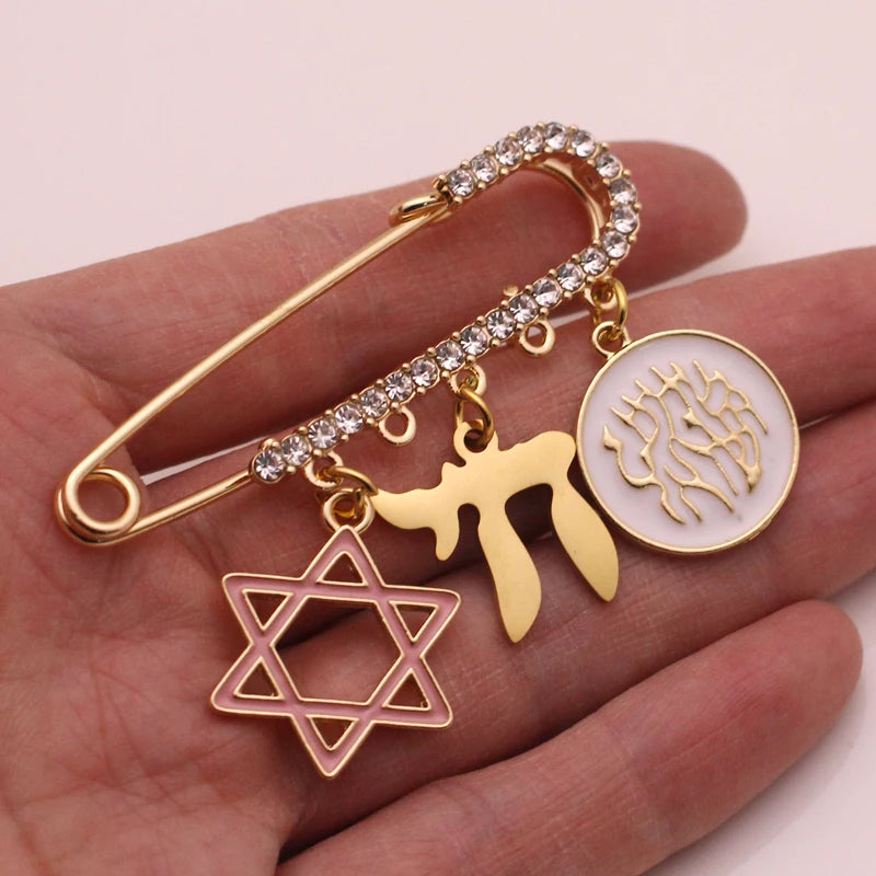 Shema Yisrael Charm - Star of David Jewish Baby Girl Pin Brooch