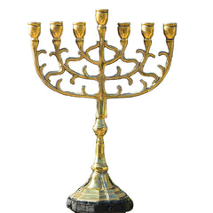 Gold-Plated Jewish Menorah Candle Holder