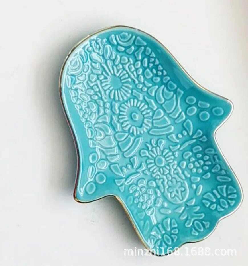 Nordic Blue Hamsa Hand Jewelry Tray