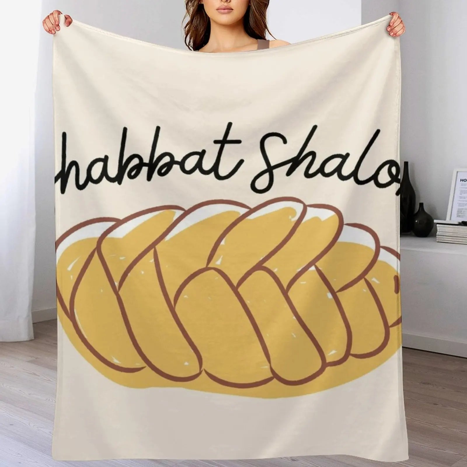 Shabbat Shalom Challah Throw Blanket